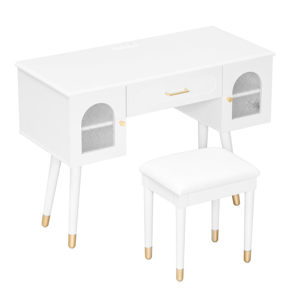White Wood Vanity Table - 40-inch