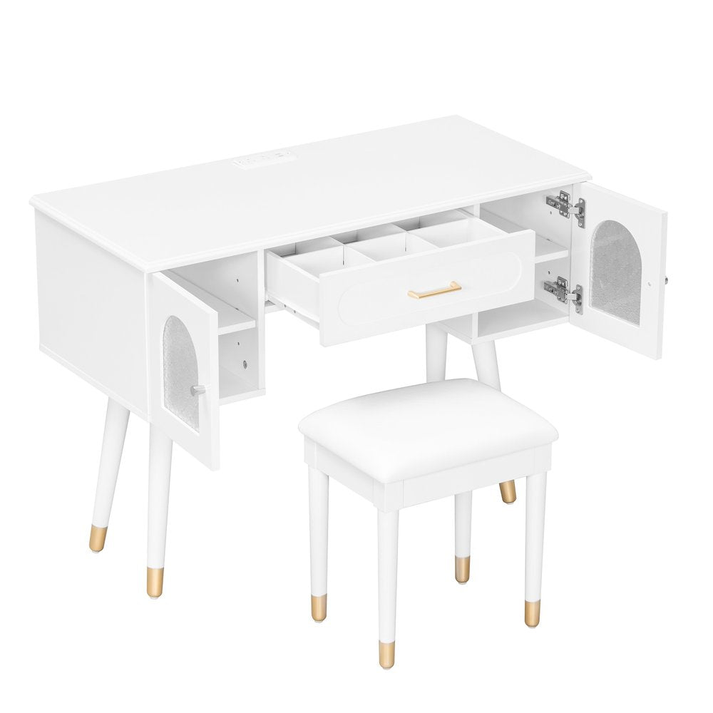 White Wood Vanity Table - 40-inch