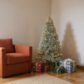 4.5' White Pre Lit Full Flocked Spruce Christmas Tree