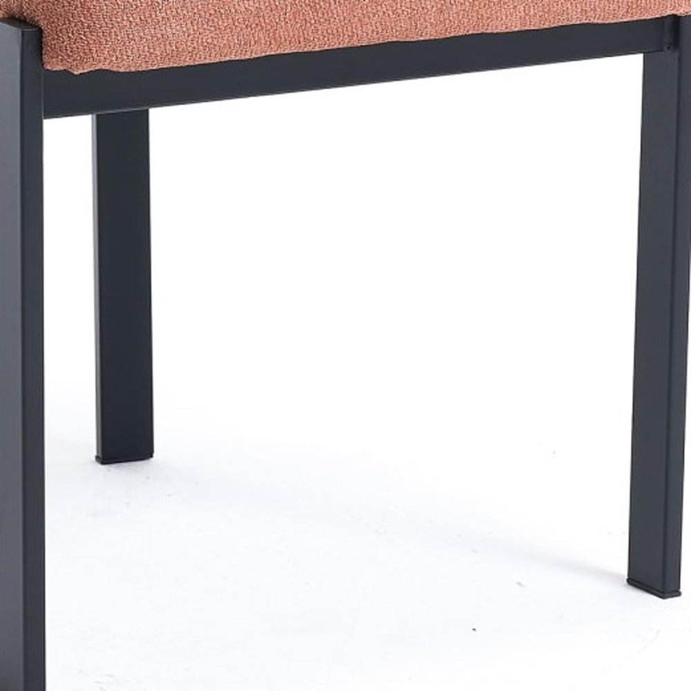 Set of Two Salmon and Black Chenille and Metal Partially Open Back Dining Side Chairs