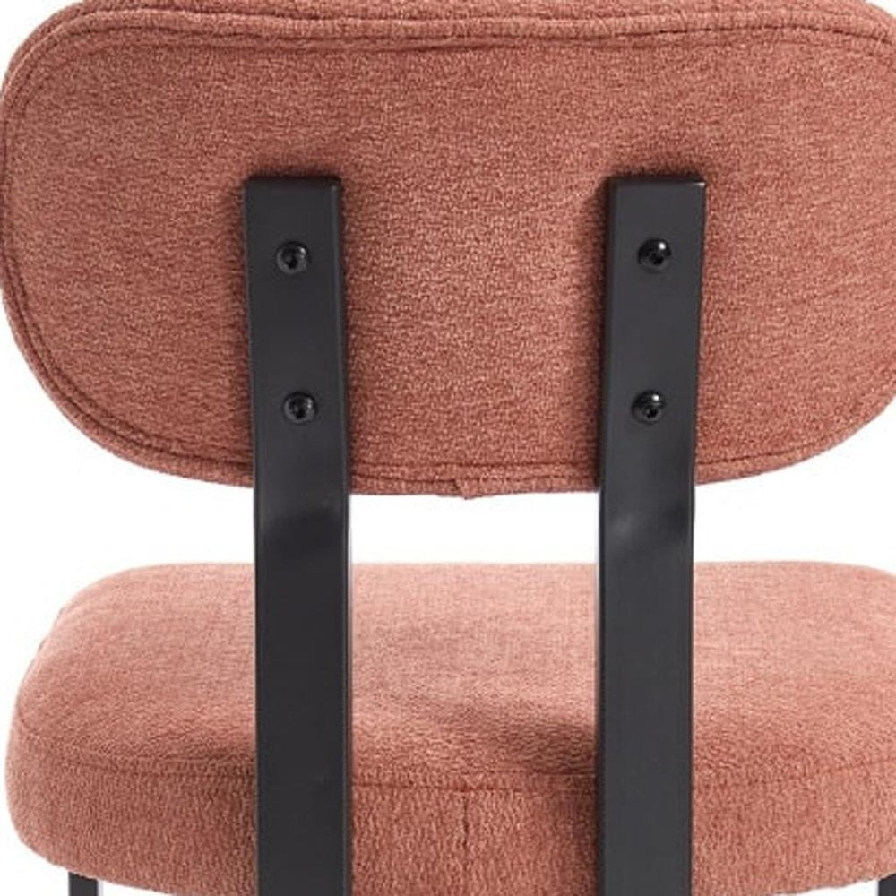 Set of Two 26 Orange and Black Fabric and Metal Counter Height Bar Chairs