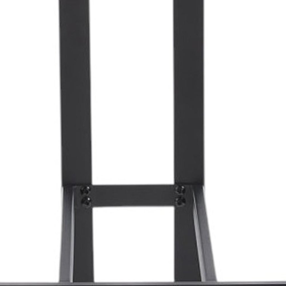 Set of Two 26 Orange and Black Fabric and Metal Counter Height Bar Chairs