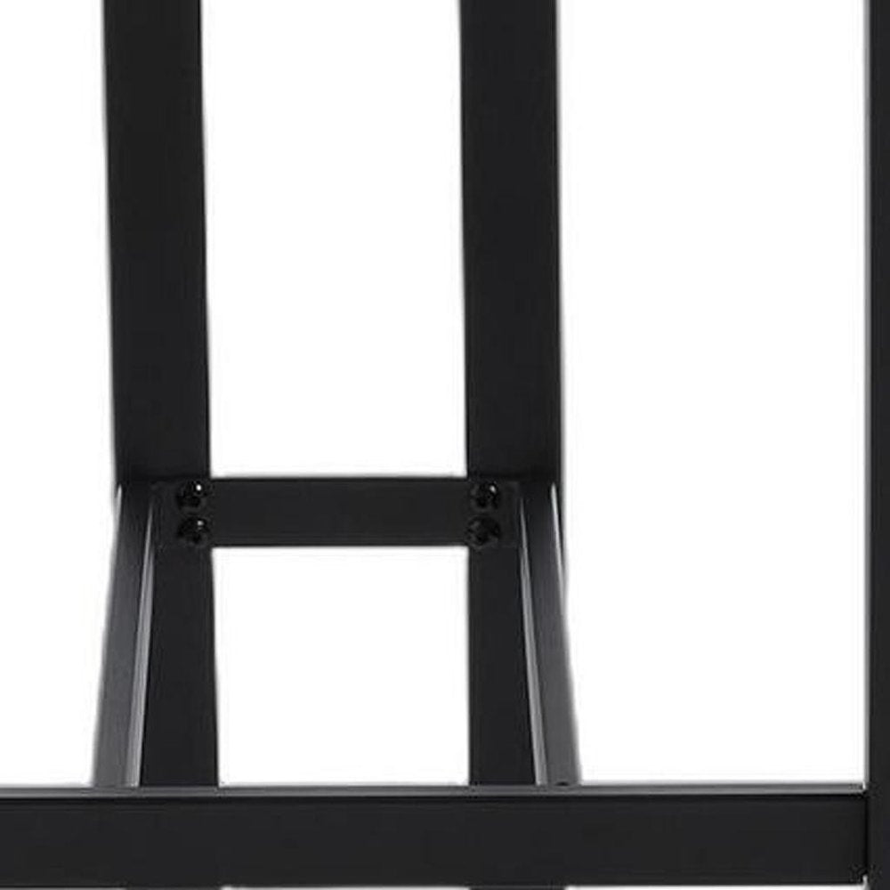 Set of Two 26 White and Black Fabric and Metal Counter Height Bar Chairs