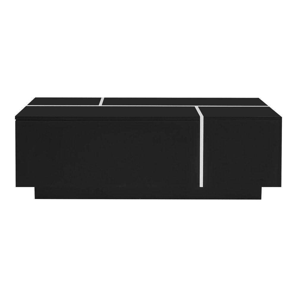 Black Wood Extendable Coffee Table with Storage - 47-inch