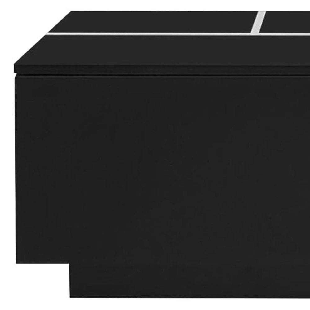 Black Wood Extendable Coffee Table with Storage - 47-inch