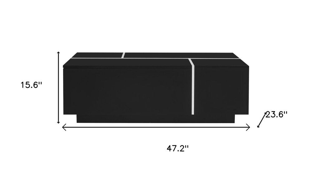 Black Wood Extendable Coffee Table with Storage - 47-inch