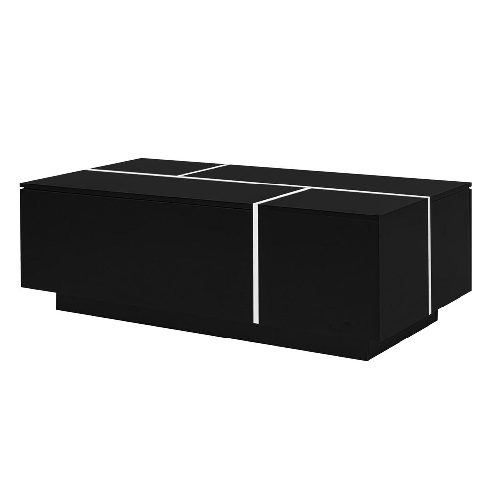 Black Wood Extendable Coffee Table with Storage - 47-inch
