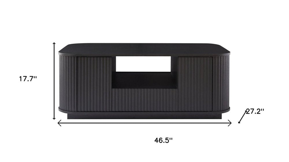 Black Wood Oval Block Coffee Table with Storage - 47-inch