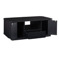 Black Wood Oval Block Coffee Table with Storage - 47-inch
