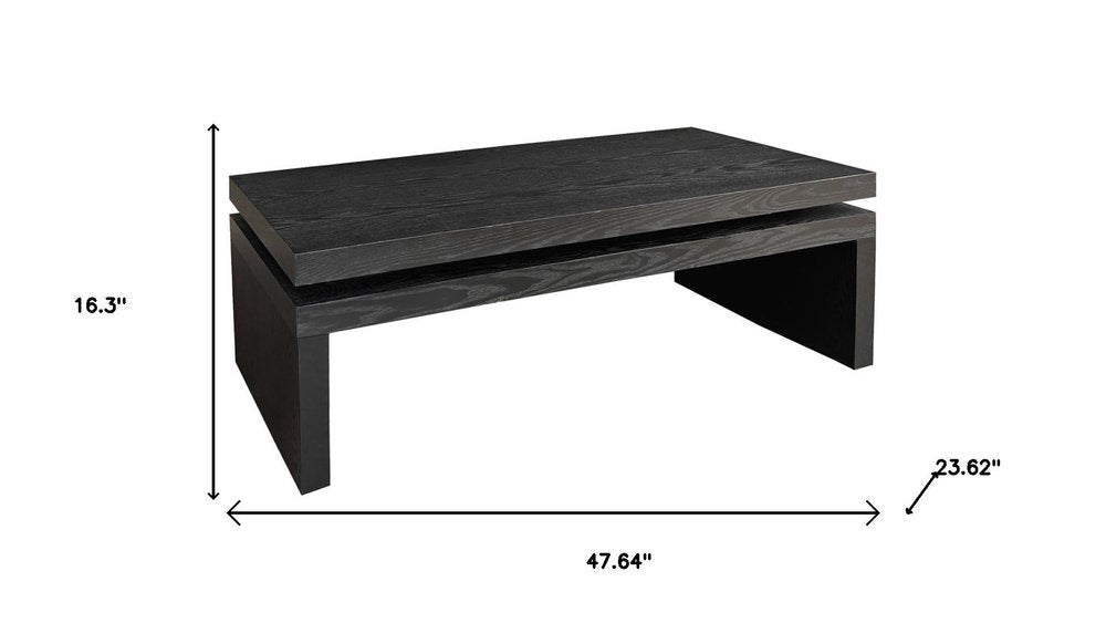 Black Wood Floating Frame Coffee Table - 48-inch