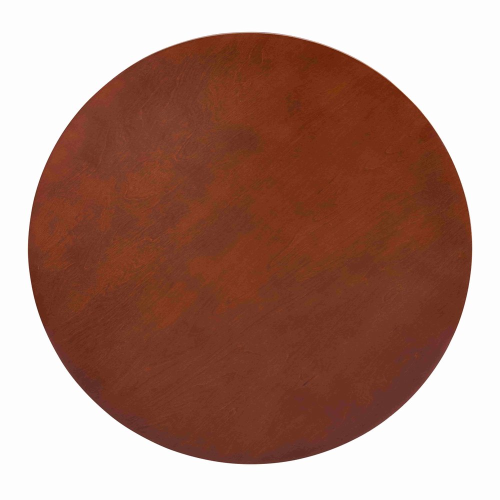 Walnut Wood Round Coffee Table with Shelf - 30-inch