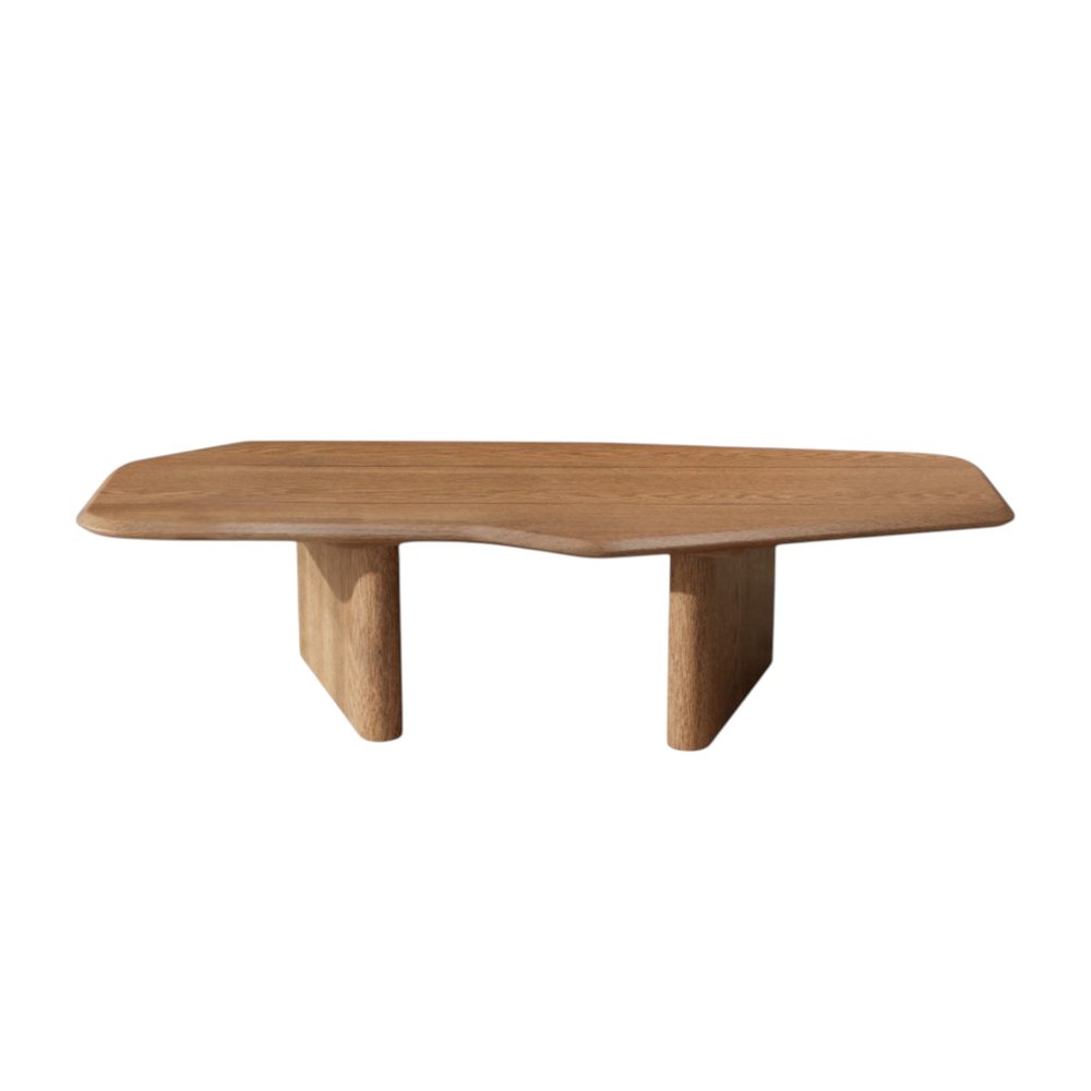 Natural Wood Free Form Double Pedestal Coffee Table - 47-inch
