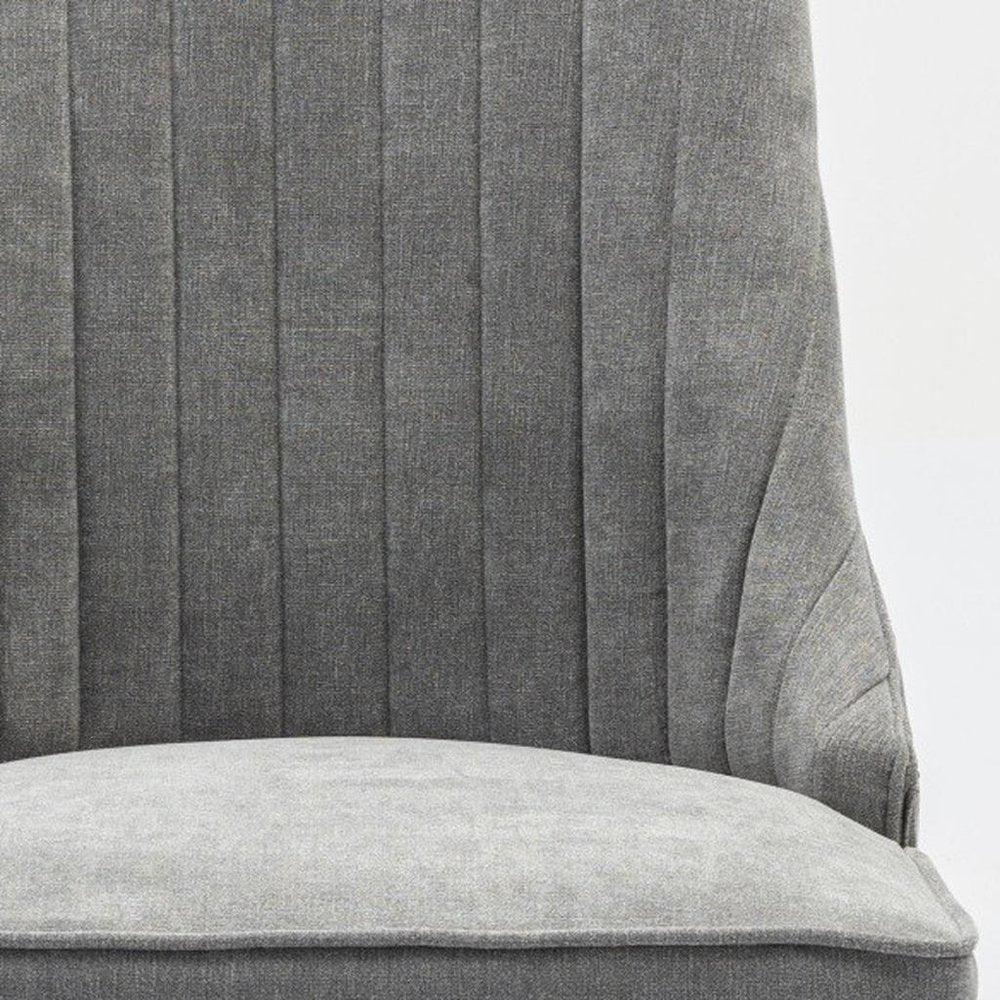 Set of Two Gray and Brown Fabric Dining Side Chairs