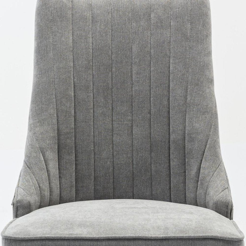 Set of Two Gray and Brown Fabric Dining Side Chairs