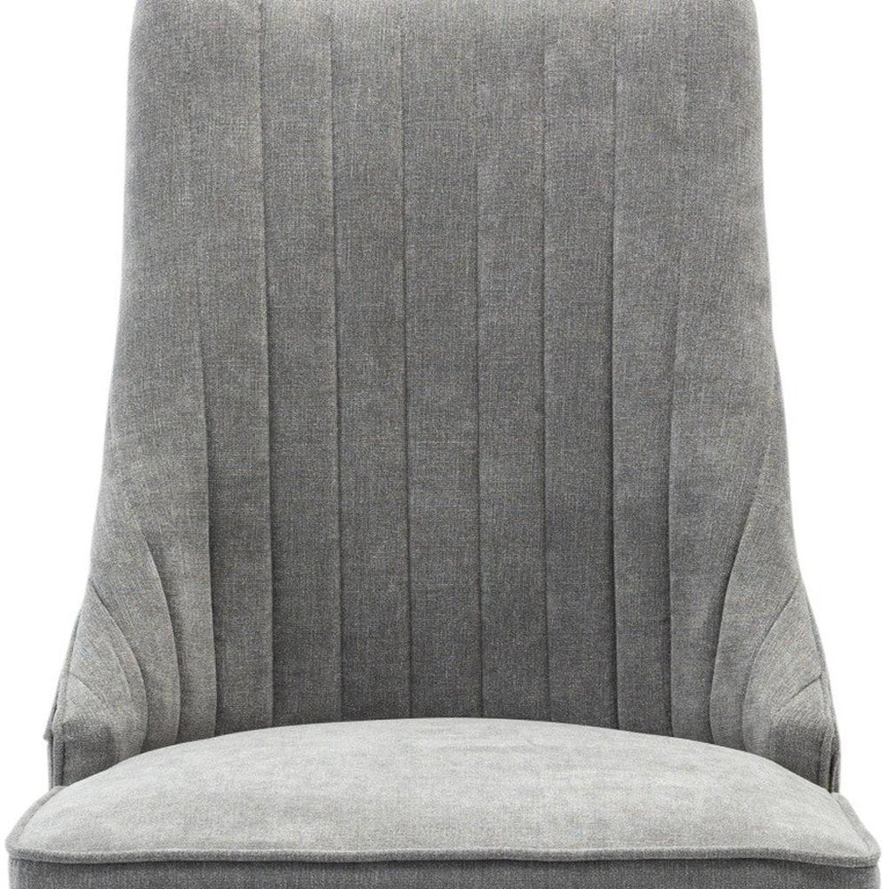 Set of Two Gray and Brown Fabric Dining Side Chairs