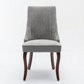 Set of Two Gray and Brown Fabric Dining Side Chairs