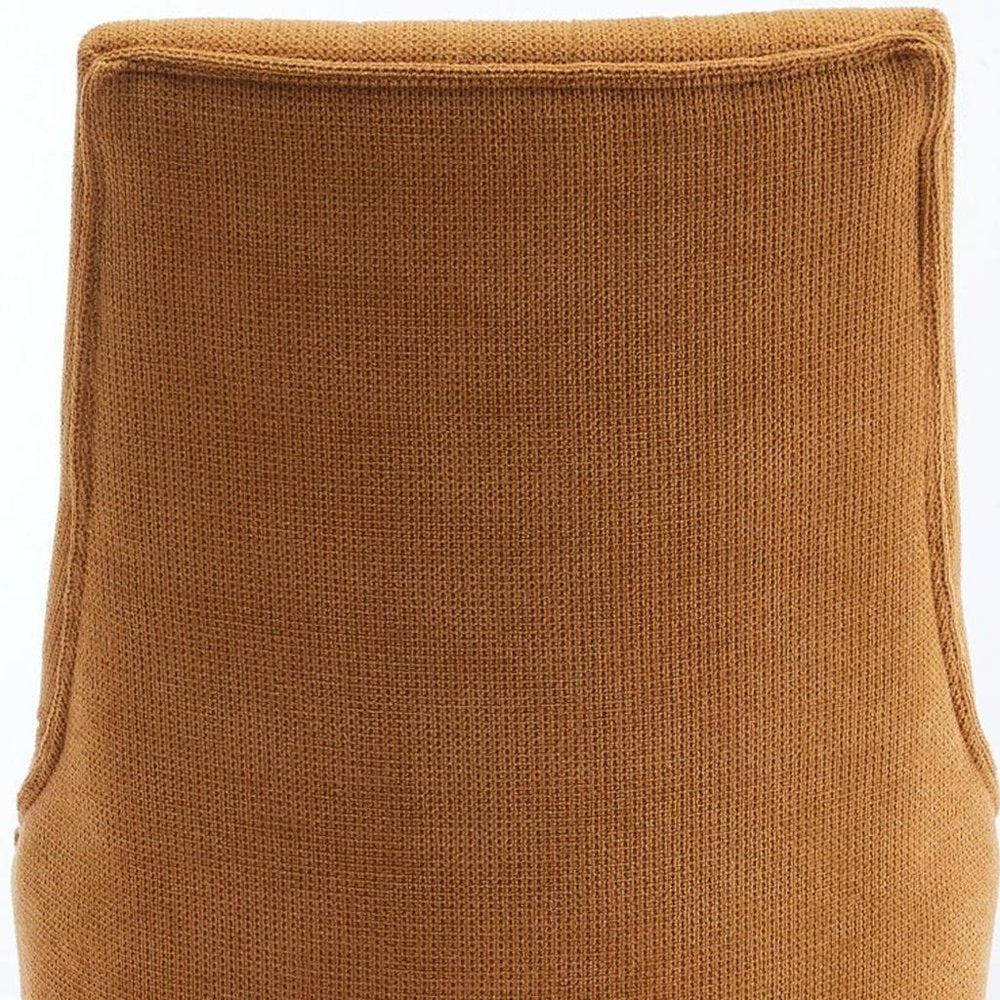 Set of Two Yellow and Brown Fabric Dining Side Chairs