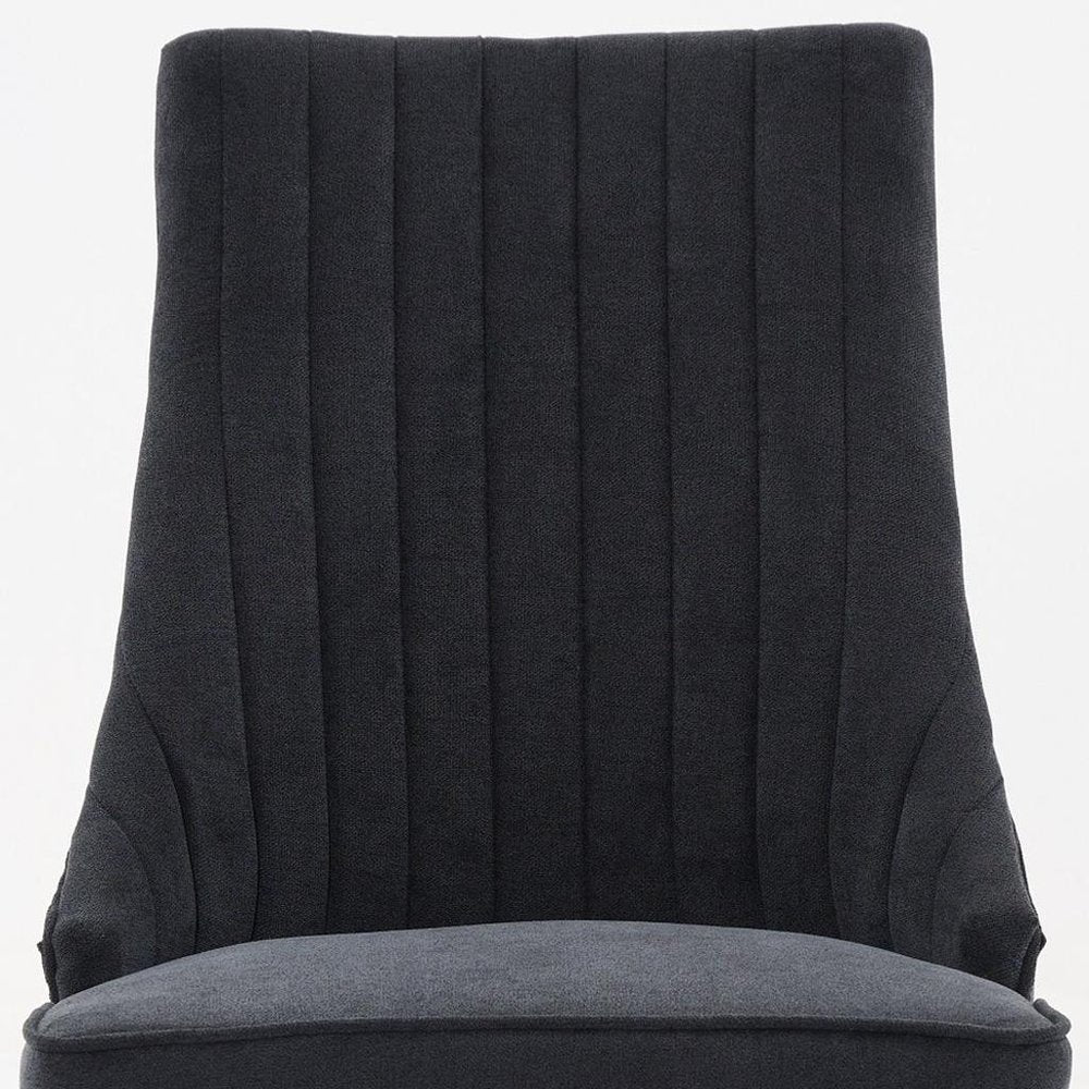 Set of Two Black and Brown Fabric Dining Side Chairs