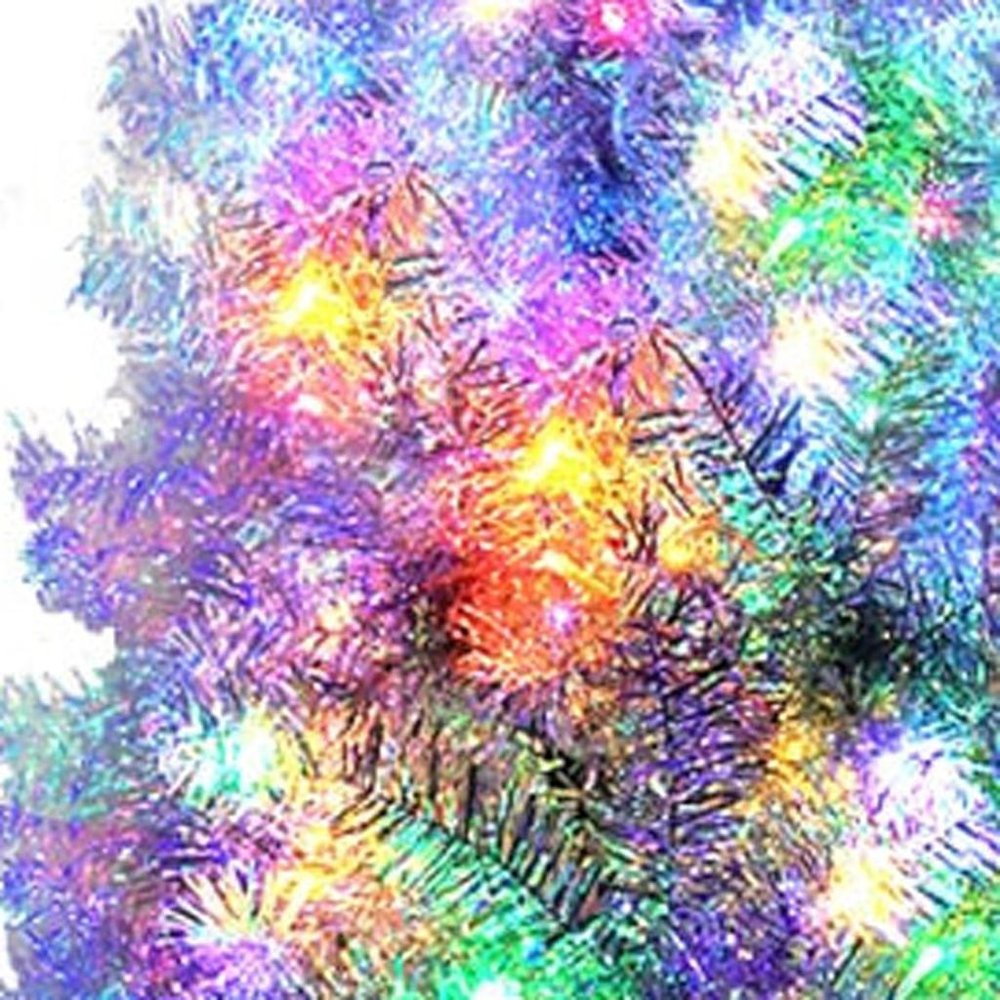 6' Silver Pre Lit Full Tinsel Christmas Tree