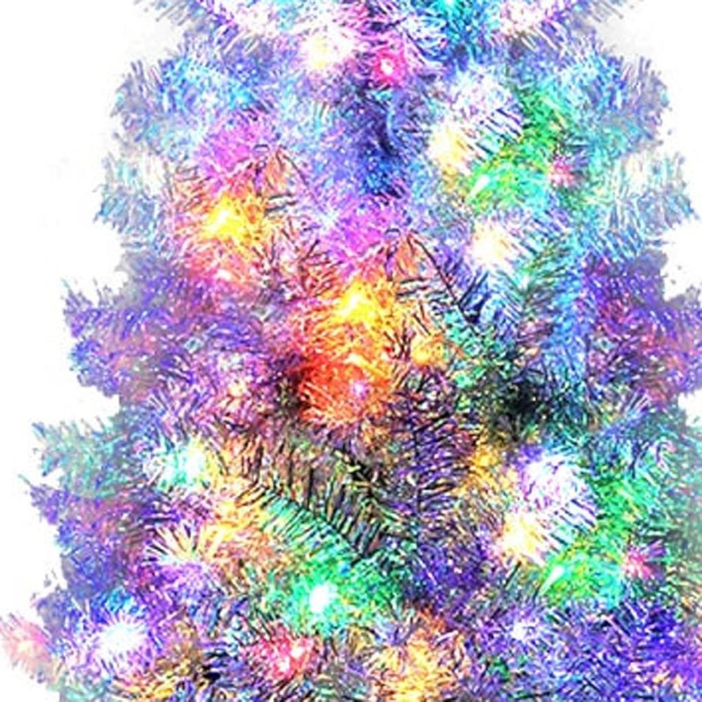6' Silver Pre Lit Full Tinsel Christmas Tree