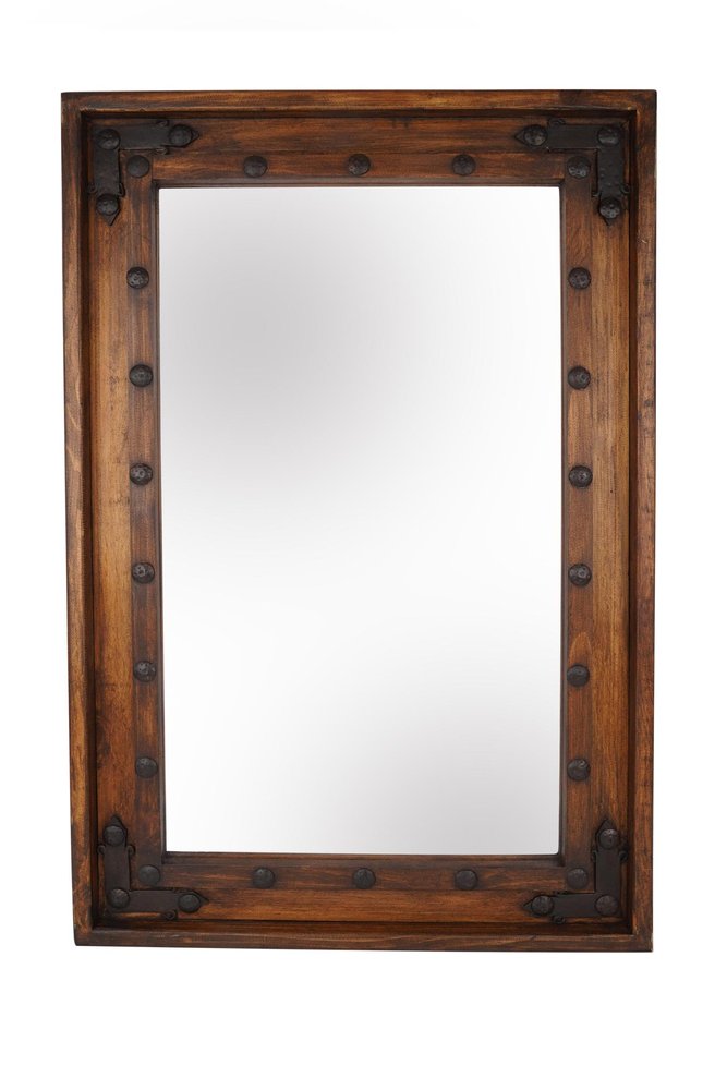 Brown Solid Wood Rustic Framed Accent Mirror - 35-inch
