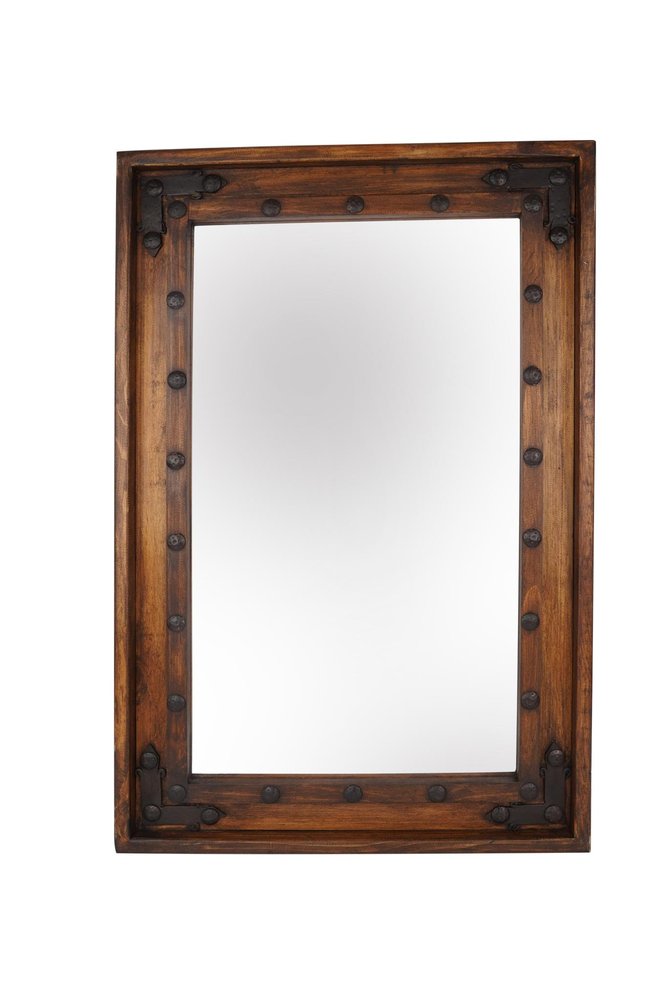 Brown Solid Wood Rustic Framed Accent Mirror - 35-inch