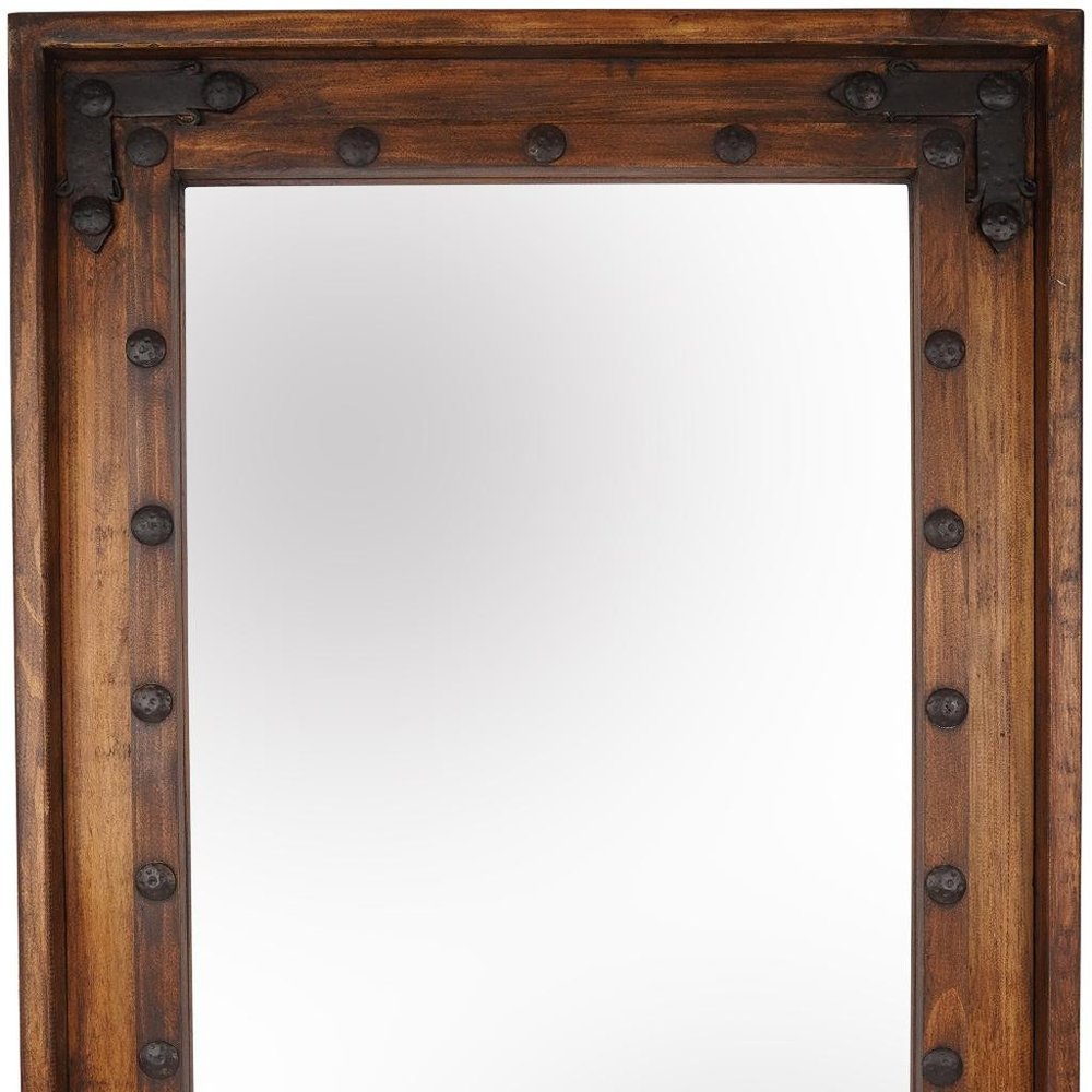 Brown Solid Wood Rustic Framed Accent Mirror - 35-inch