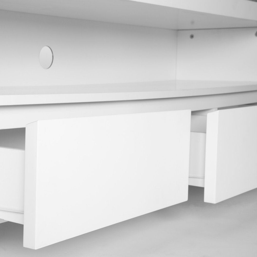 White Enclosed and Open Storage TV Stand - 59-inch