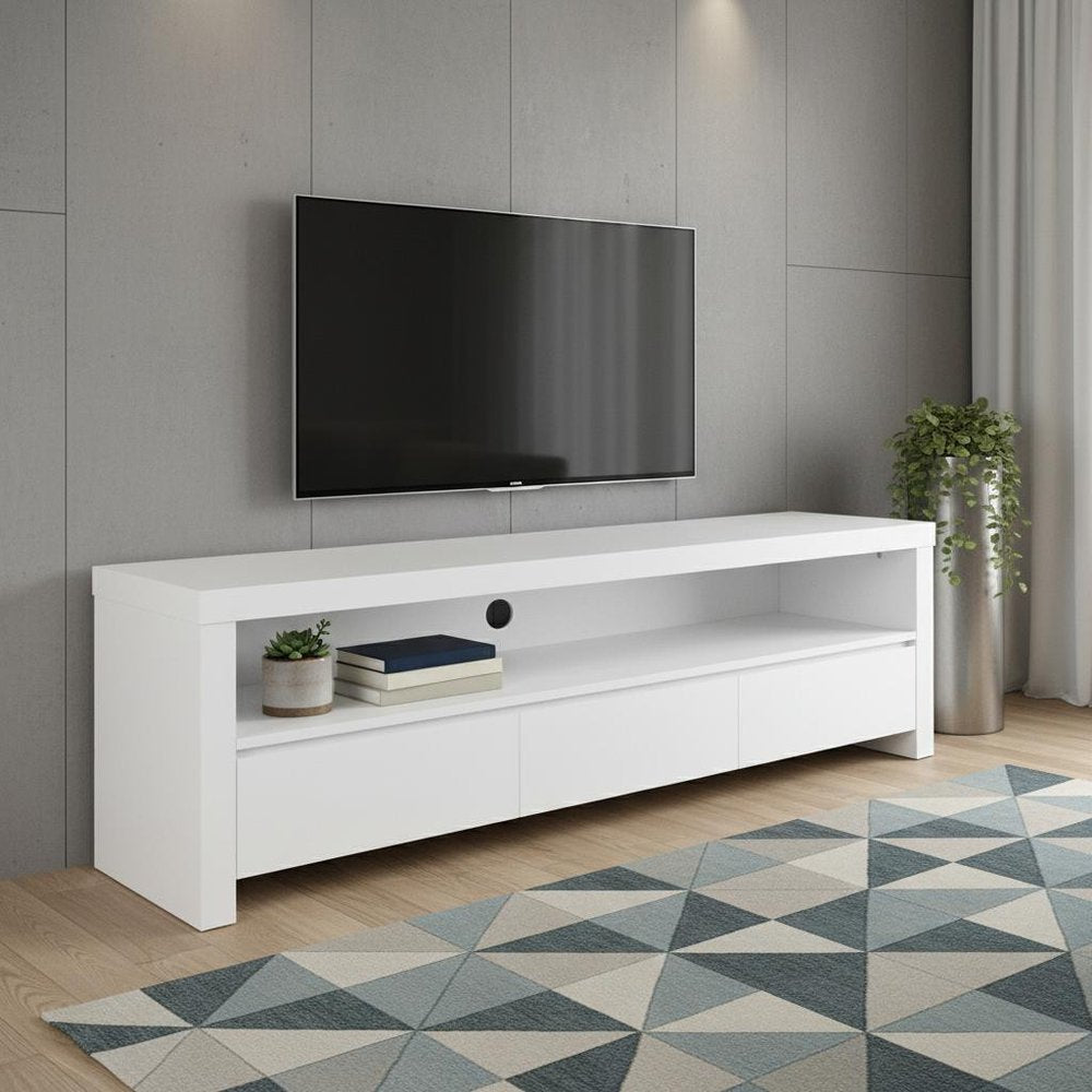 White Enclosed and Open Storage TV Stand - 59-inch
