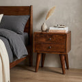 Brown Solid Wood Two Drawer Nightstand - 16-inch