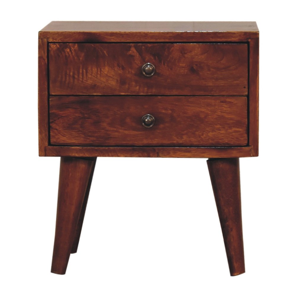 Brown Solid Wood Two Drawer Nightstand - 16-inch