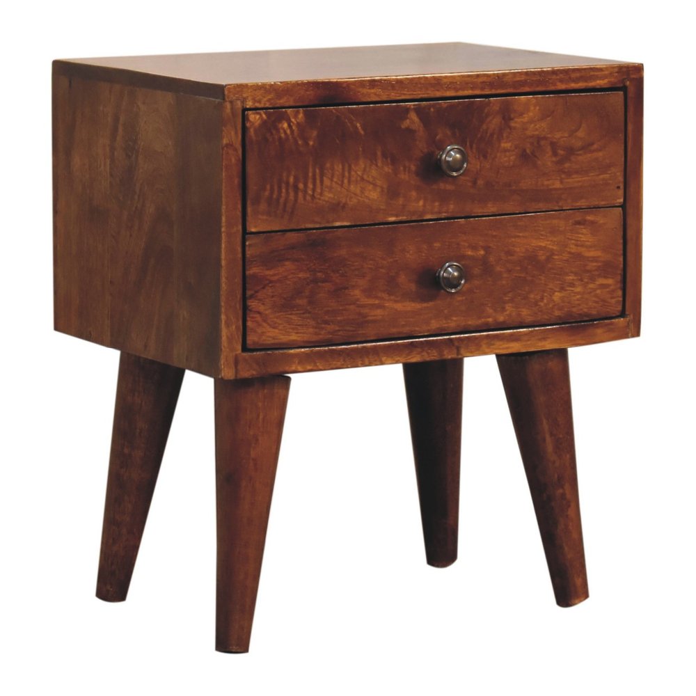 Brown Solid Wood Two Drawer Nightstand - 16-inch