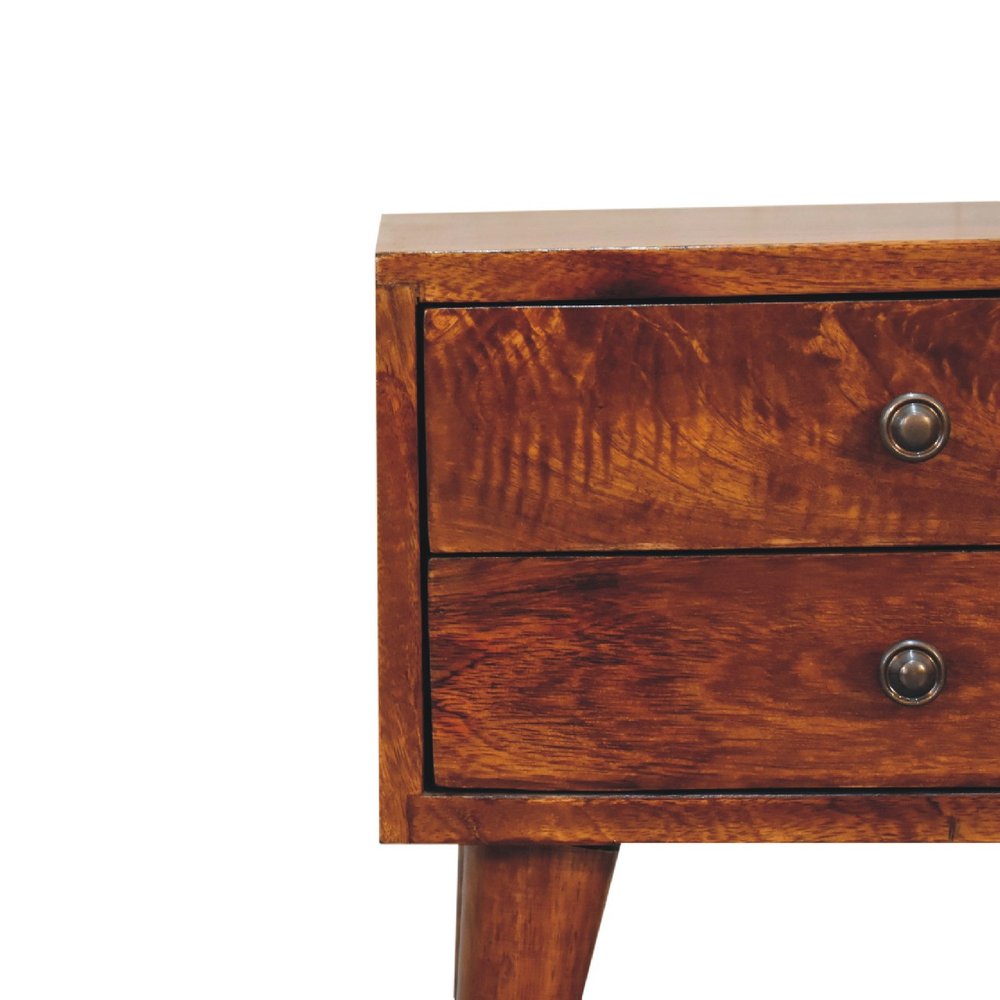 Brown Solid Wood Two Drawer Nightstand - 16-inch