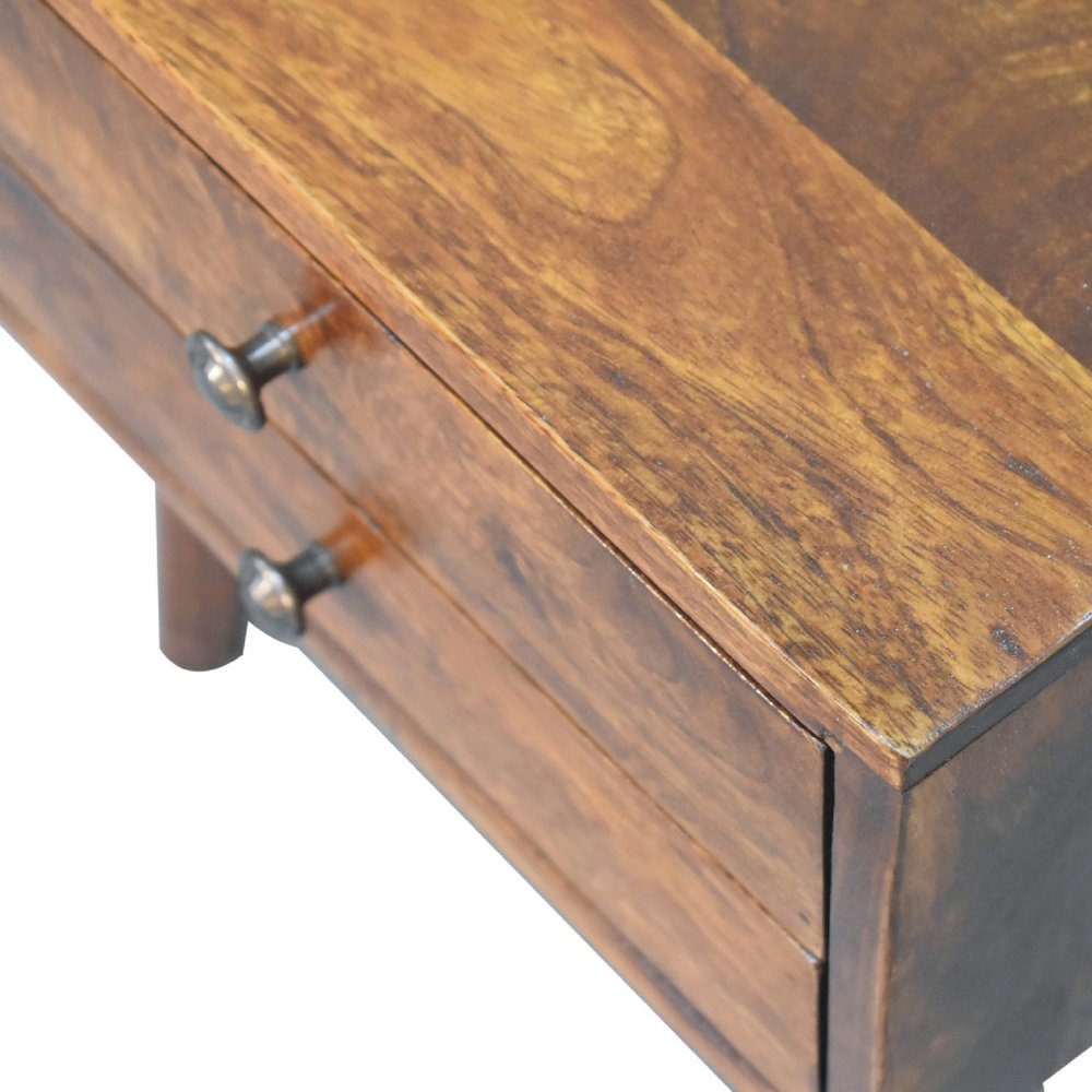 Brown Solid Wood Two Drawer Nightstand - 16-inch