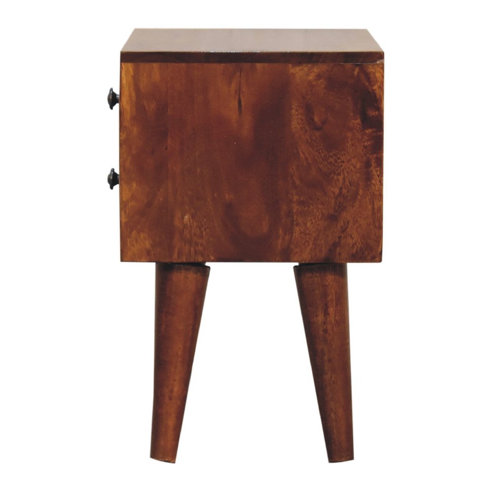Brown Solid Wood Two Drawer Nightstand - 16-inch