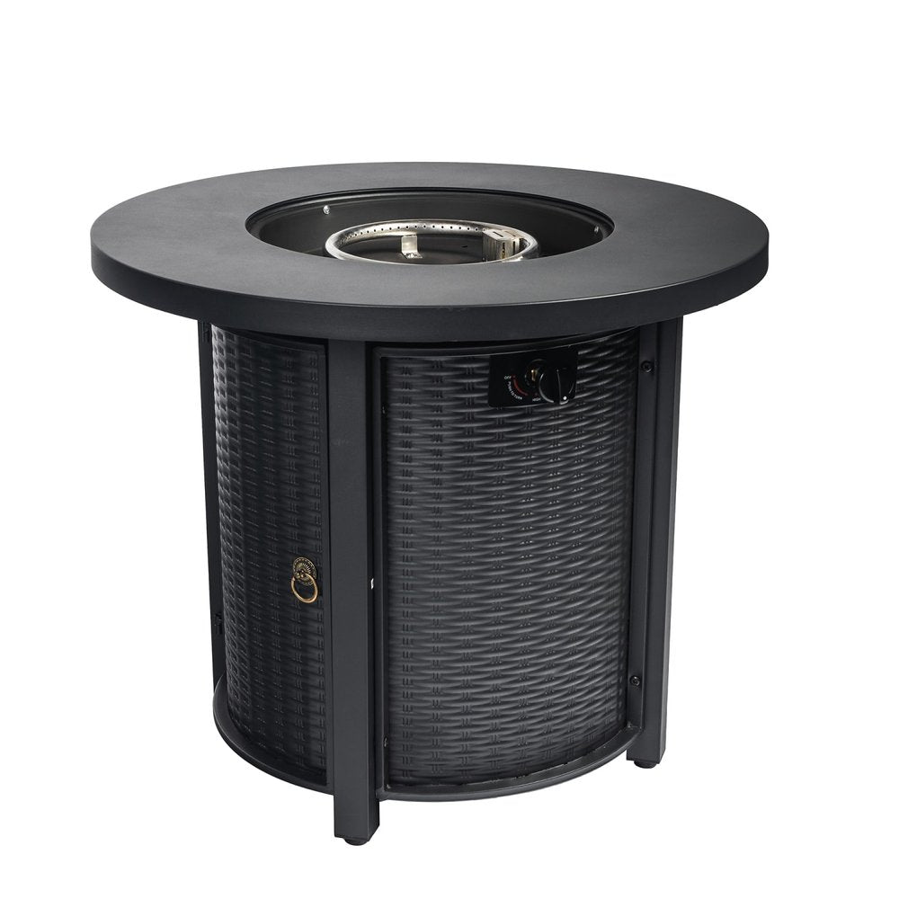 50000 Btu 30 Black Steel Propane Round Fire Pit
