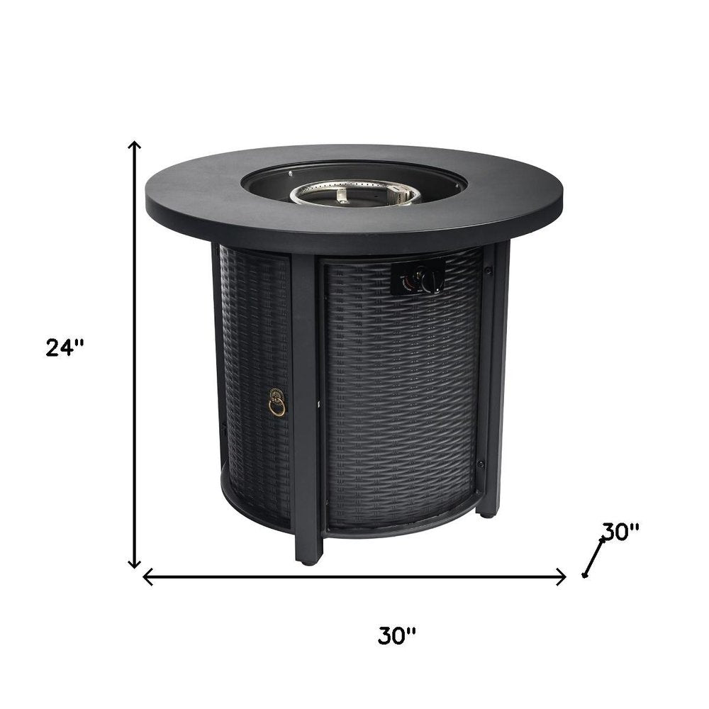 50000 Btu 30 Black Steel Propane Round Fire Pit