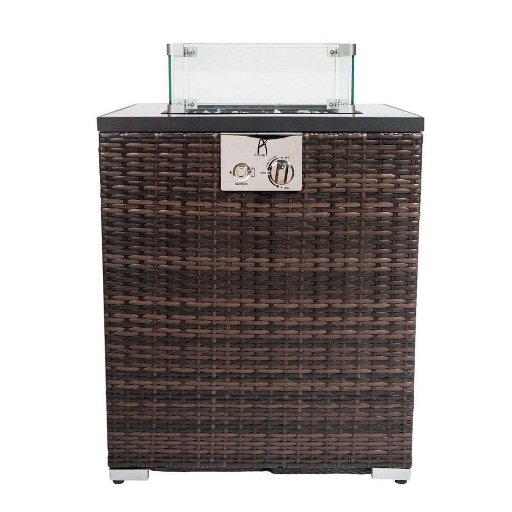 50000 Btu 24 Espresso Wicker Propane Rectangular Fire Pit