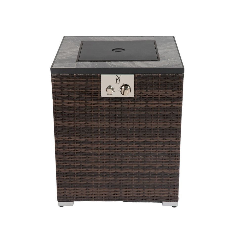 50000 Btu 24 Espresso Wicker Propane Rectangular Fire Pit