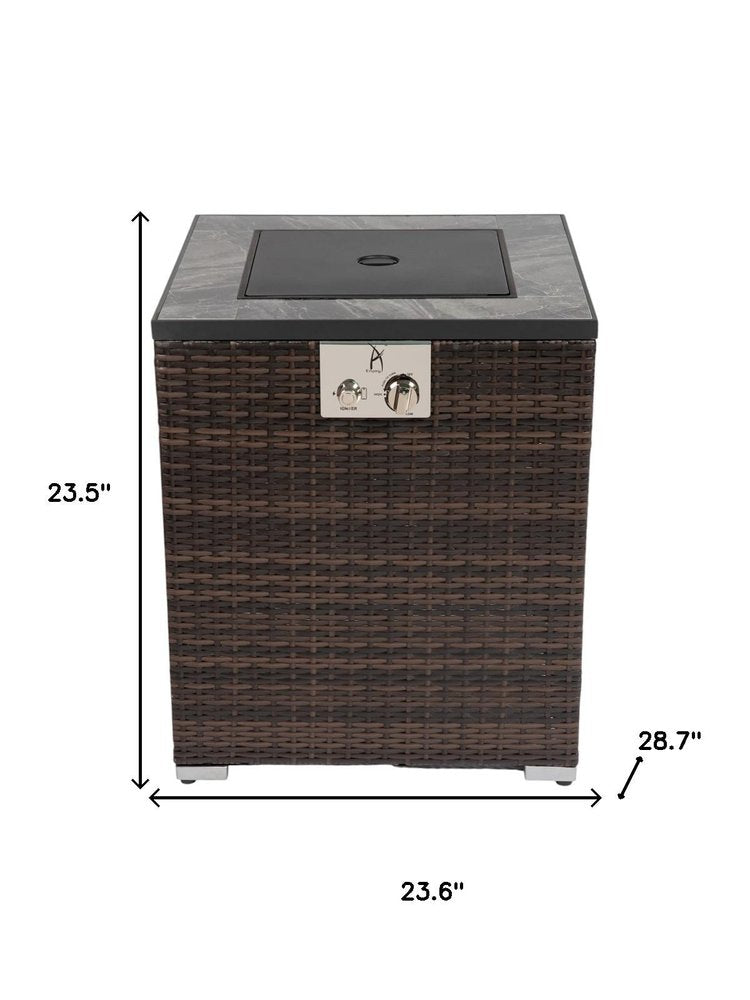 50000 Btu 24 Espresso Wicker Propane Rectangular Fire Pit