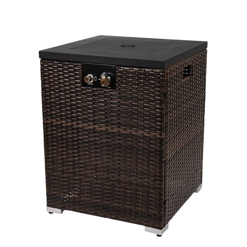 50000 Btu 22 Brown Wicker Propane Rectangular Fire Pit