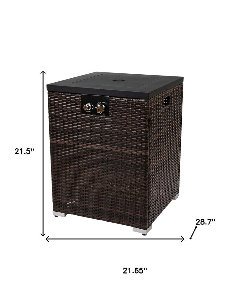 50000 Btu 22 Brown Wicker Propane Rectangular Fire Pit