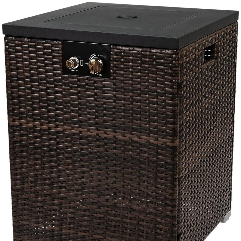 50000 Btu 22 Brown Wicker Propane Rectangular Fire Pit
