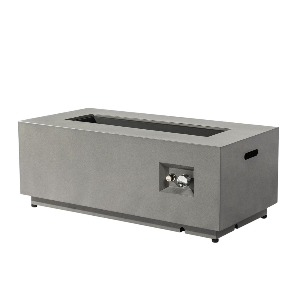 50000 Btu 42 Gray Steel Propane Rectangular Fire Pit with Cover