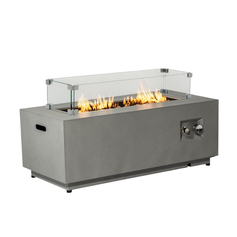 50000 Btu 42 Gray Steel Propane Rectangular Fire Pit with Cover