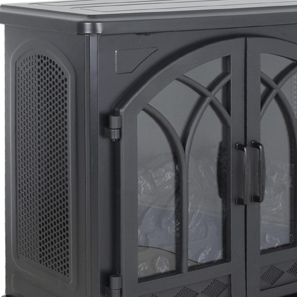 Black Metal Electric Fireplace - 24-inch