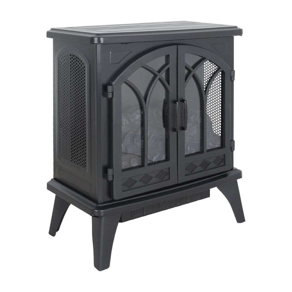 Black Metal Electric Fireplace - 24-inch