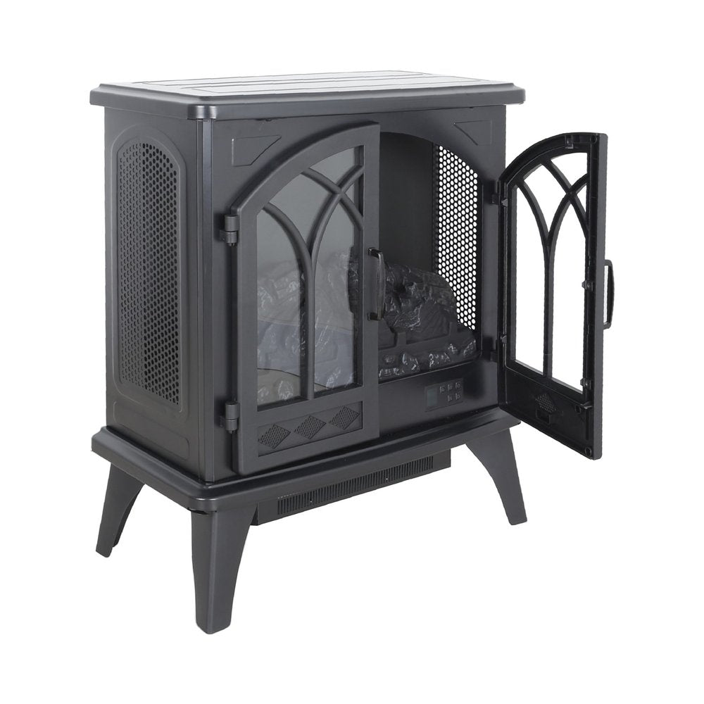 Black Metal Electric Fireplace - 24-inch