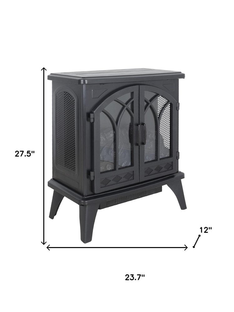 Black Metal Electric Fireplace - 24-inch