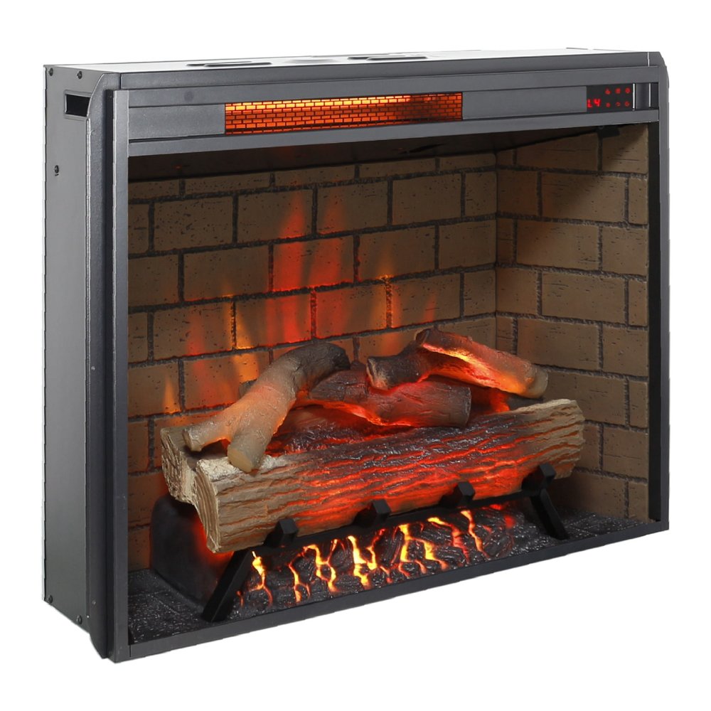 Black Metal Electric Fireplace - 28-inch